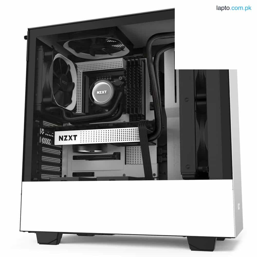 NZXT H510 Flow Compact Case ATX Mid-Tower Matte White - Black 5