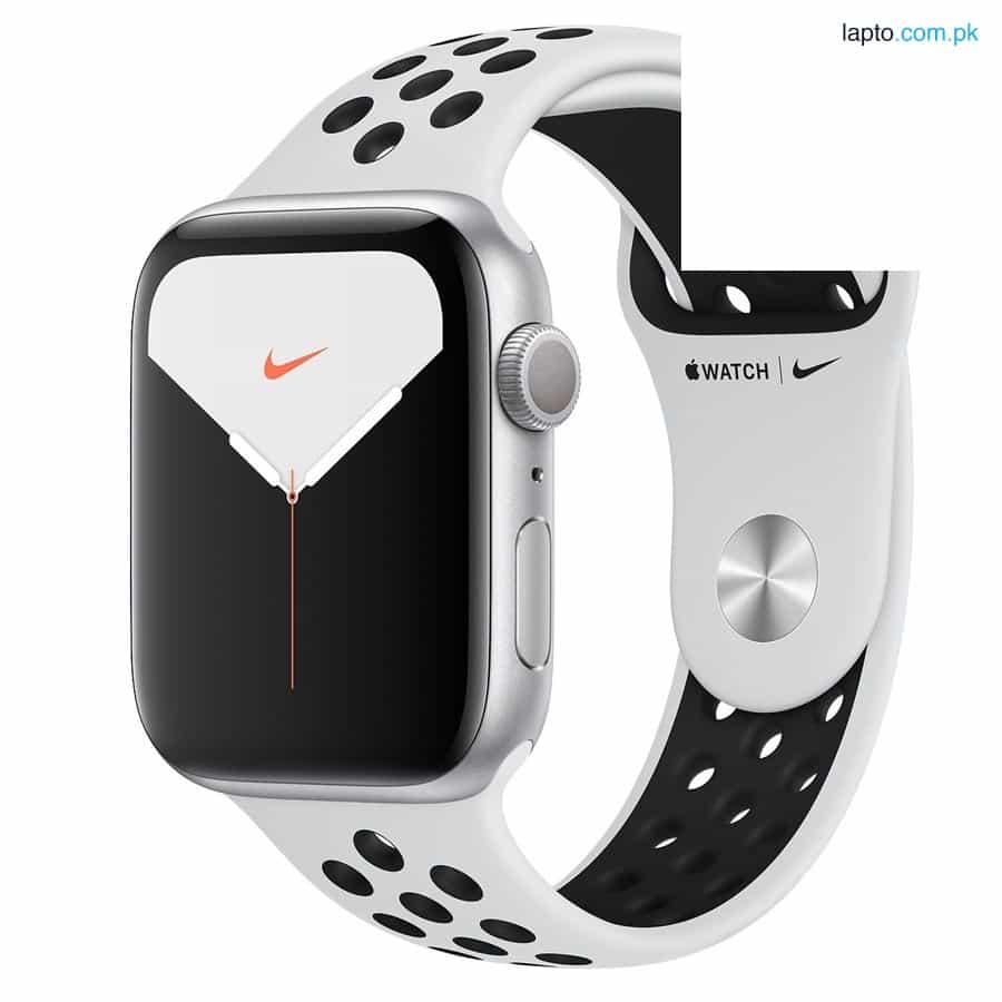 Apple Watch Series 5 (Nike+/GPS Only, 44mm, Silver Aluminum, Pure Platinum/Black Nike Sport Band), M 1