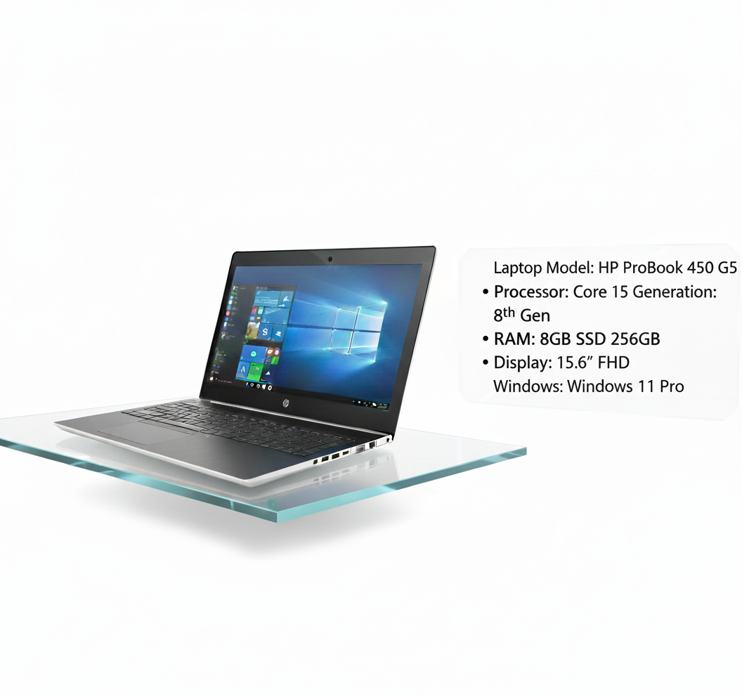 HP ProBook 450 G5 | Core i5 8th Gen | 8GB RAM | 256GB SSD | 15.6" FHD Display | Windows 11 Pro